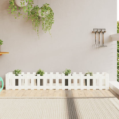 Plantenbak Verhoogd Hekontwerp 200X30X30 Cm Grenenhout Wit