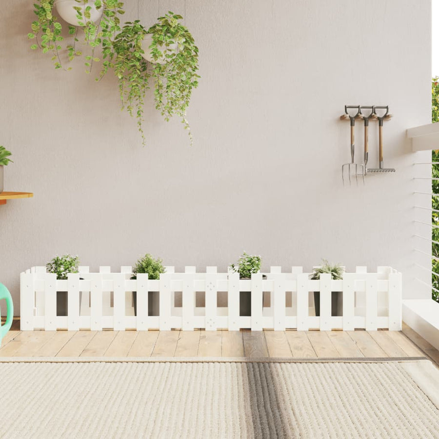 Plantenbak Verhoogd Hekontwerp 200X30X30 Cm Grenenhout Wit