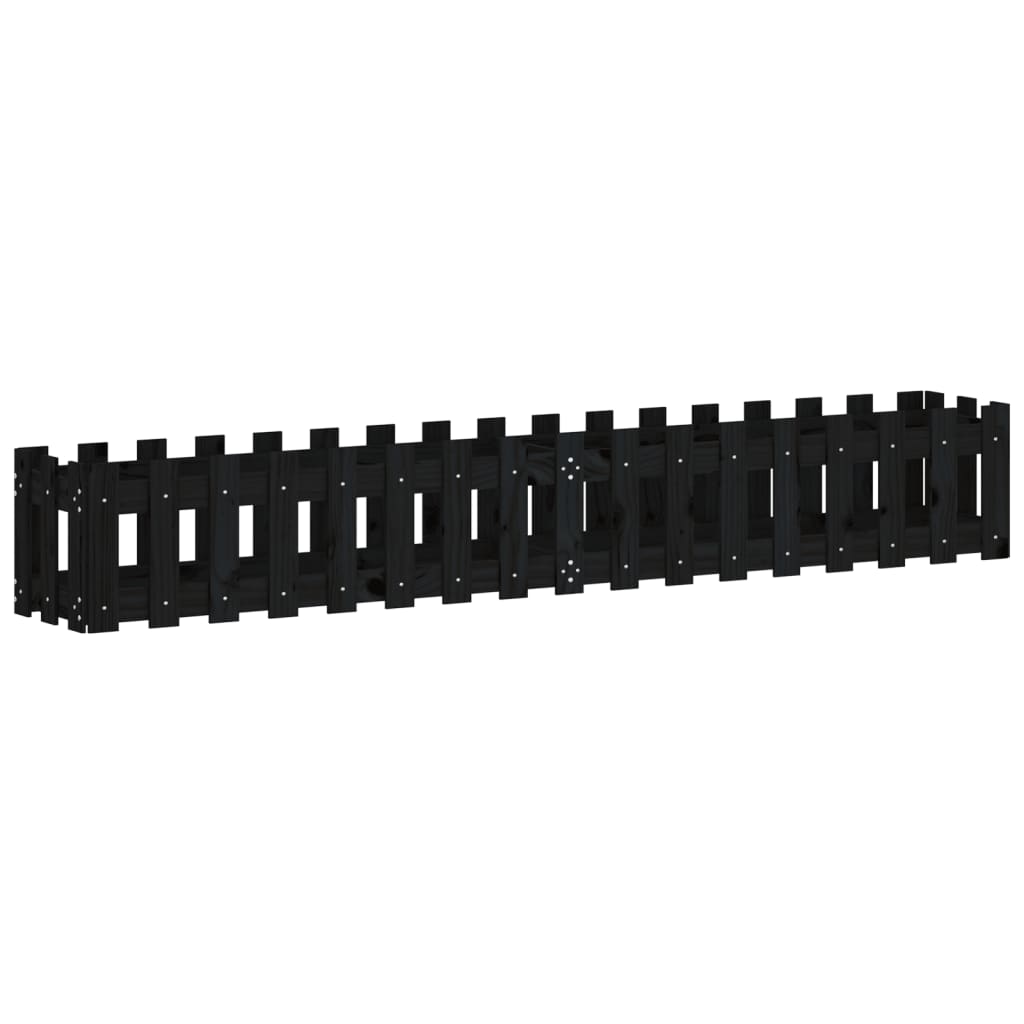 Plantenbak Verhoogd Hekontwerp 200X30X30 Cm Grenenhout Zwart