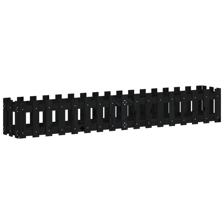 Plantenbak Verhoogd Hekontwerp 200X30X30 Cm Grenenhout Zwart
