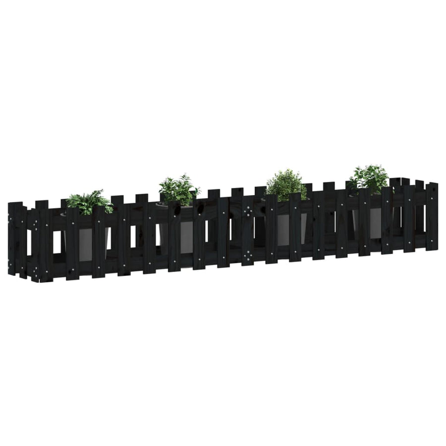 Plantenbak Verhoogd Hekontwerp 200X30X30 Cm Grenenhout Zwart