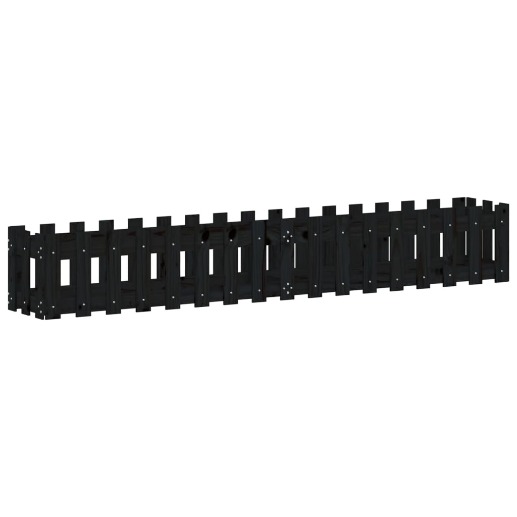 Plantenbak Verhoogd Hekontwerp 200X30X30 Cm Grenenhout Zwart