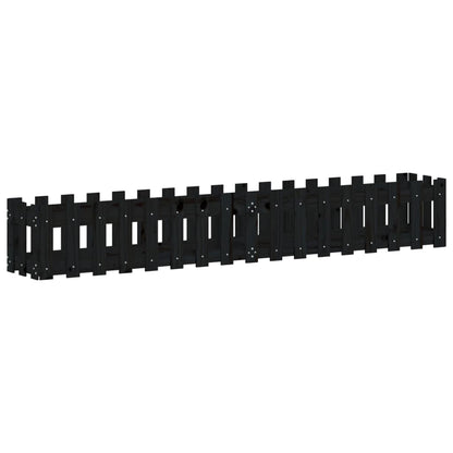 Plantenbak Verhoogd Hekontwerp 200X30X30 Cm Grenenhout Zwart