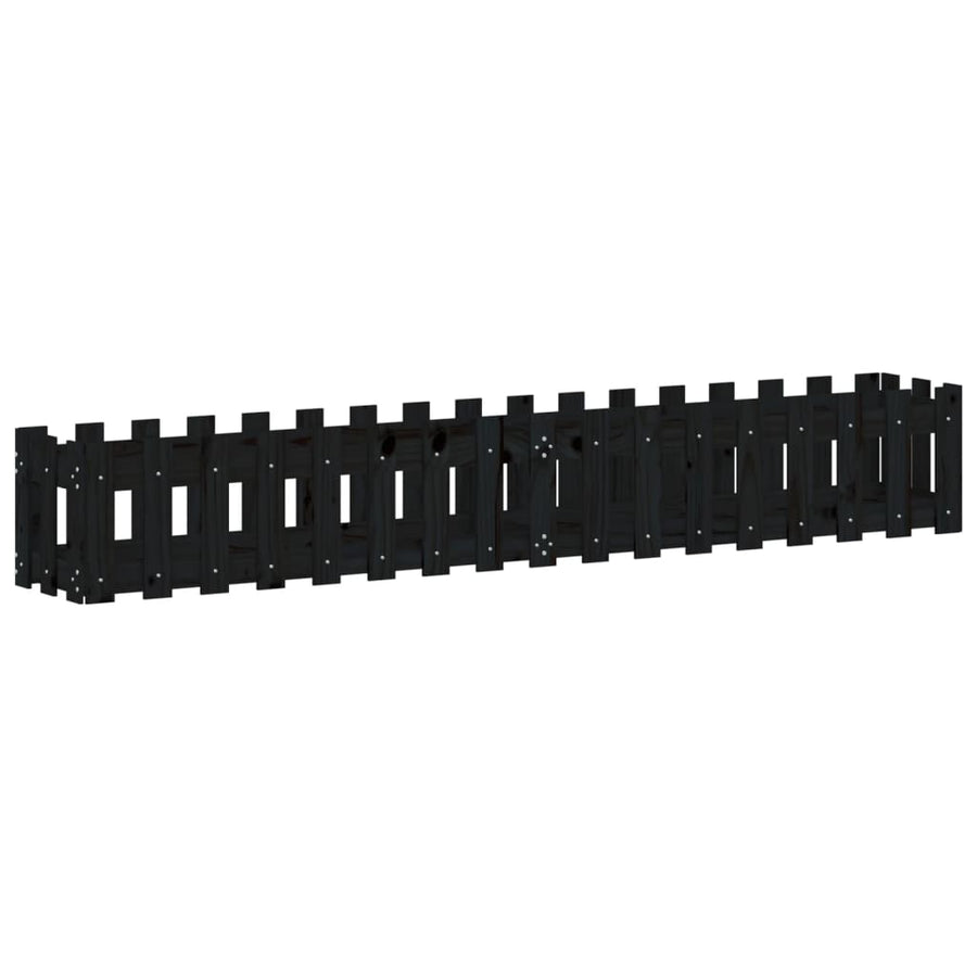 Plantenbak Verhoogd Hekontwerp 200X30X30 Cm Grenenhout Zwart