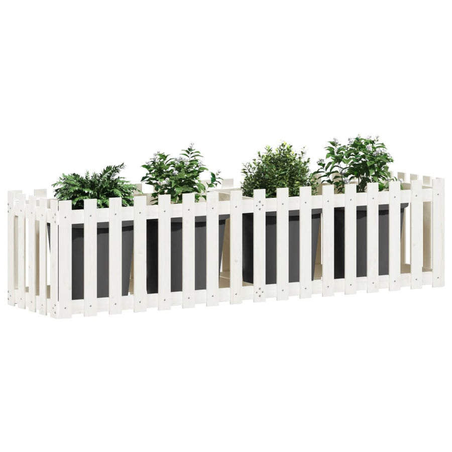 Plantenbak Verhoogd Hekontwerp 200X50X50 Cm Grenenhout Wit