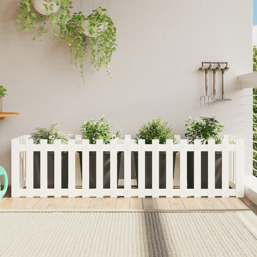 Plantenbak Verhoogd Hekontwerp 200X50X50 Cm Grenenhout Wit