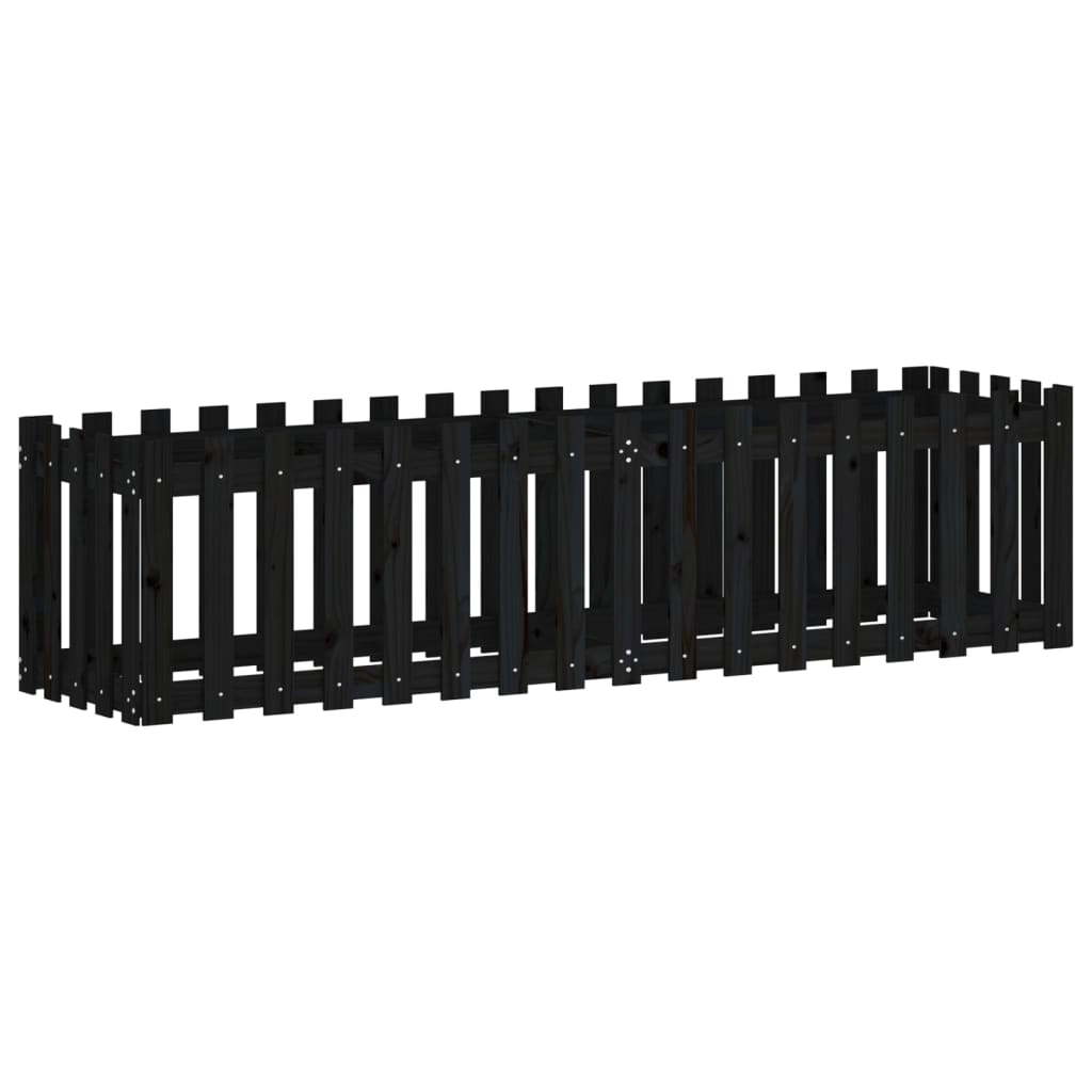 Plantenbak Verhoogd Hekontwerp 200X50X50 Cm Grenenhout Zwart
