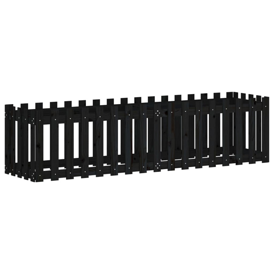 Plantenbak Verhoogd Hekontwerp 200X50X50 Cm Grenenhout Zwart