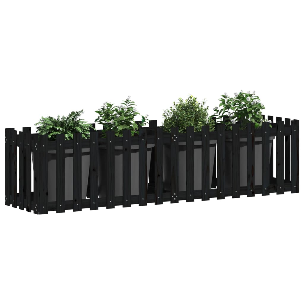 Plantenbak Verhoogd Hekontwerp 200X50X50 Cm Grenenhout Zwart