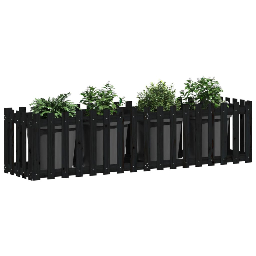 Plantenbak Verhoogd Hekontwerp 200X50X50 Cm Grenenhout Zwart
