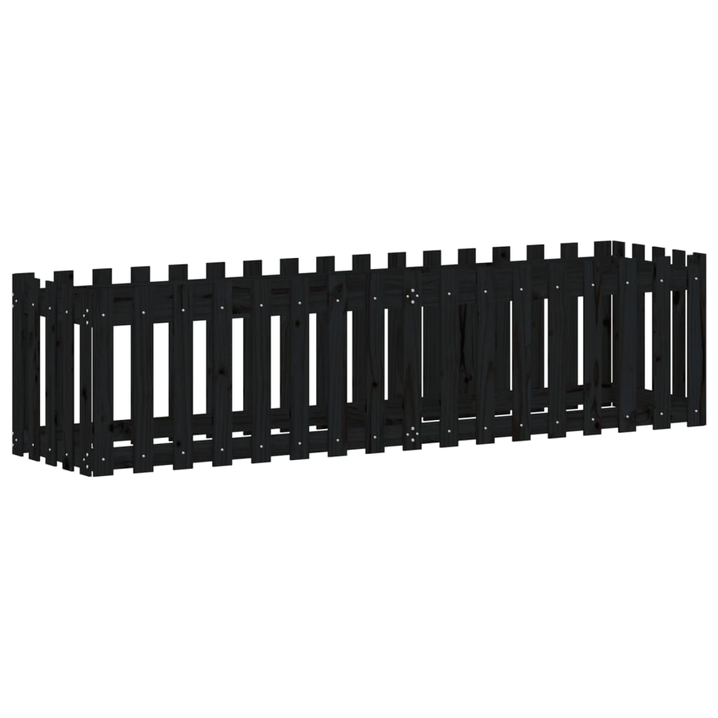 Plantenbak Verhoogd Hekontwerp 200X50X50 Cm Grenenhout Zwart