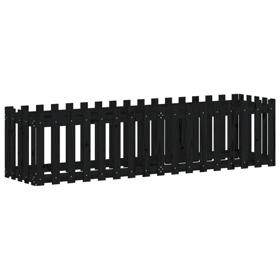 Plantenbak Verhoogd Hekontwerp 200X50X50 Cm Grenenhout Zwart