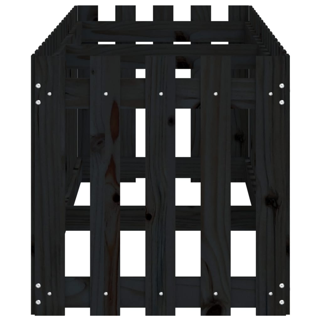 Plantenbak Verhoogd Hekontwerp 200X50X50 Cm Grenenhout Zwart
