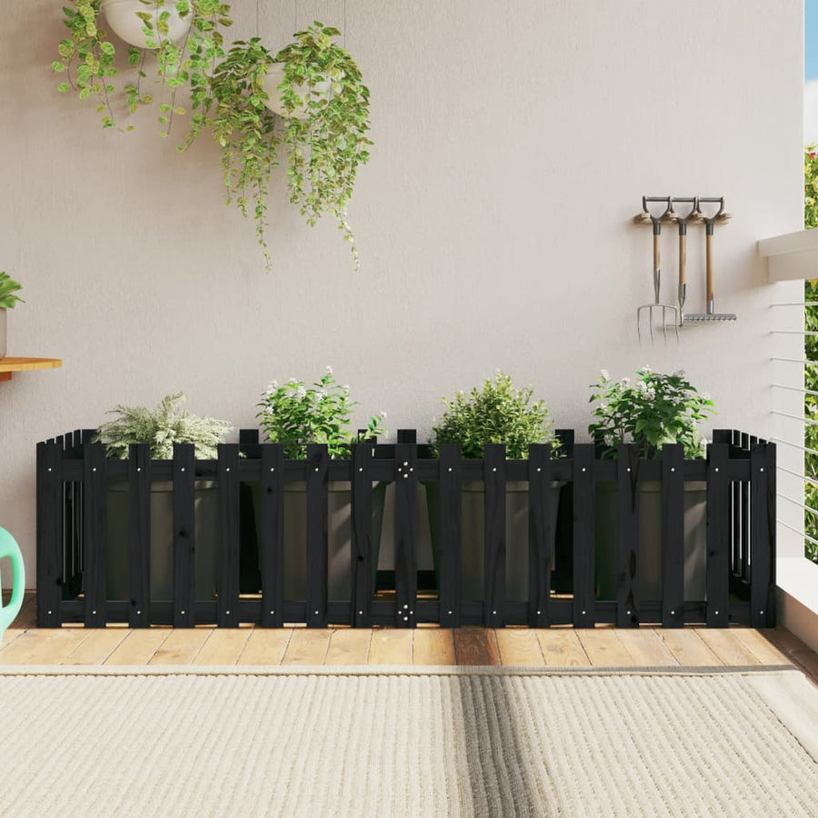 Plantenbak Verhoogd Hekontwerp 200X50X50 Cm Grenenhout Zwart