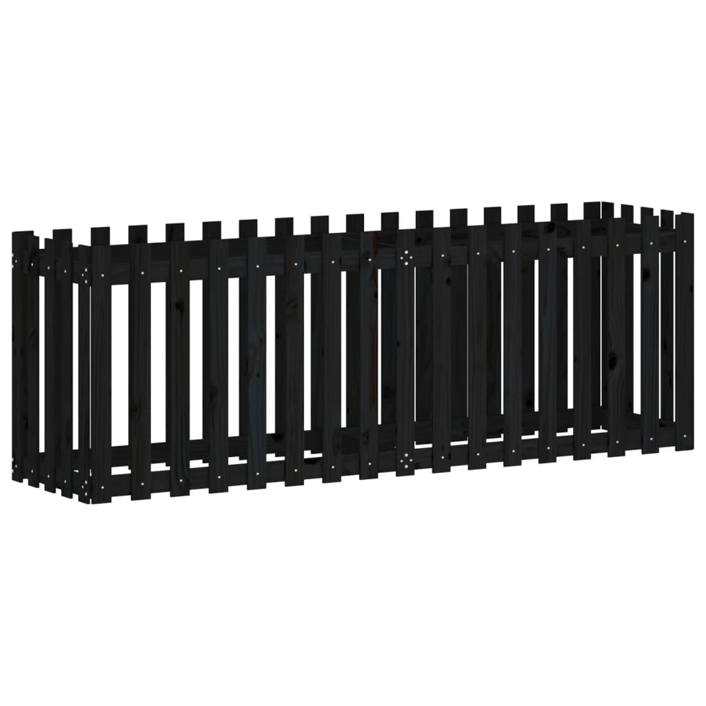 Plantenbak Verhoogd Hekontwerp 200X50X70 Cm Grenenhout Zwart
