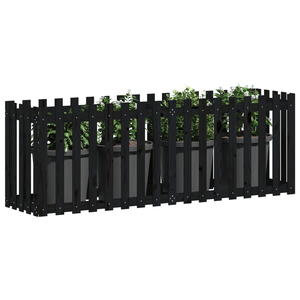 Plantenbak Verhoogd Hekontwerp 200X50X70 Cm Grenenhout Zwart