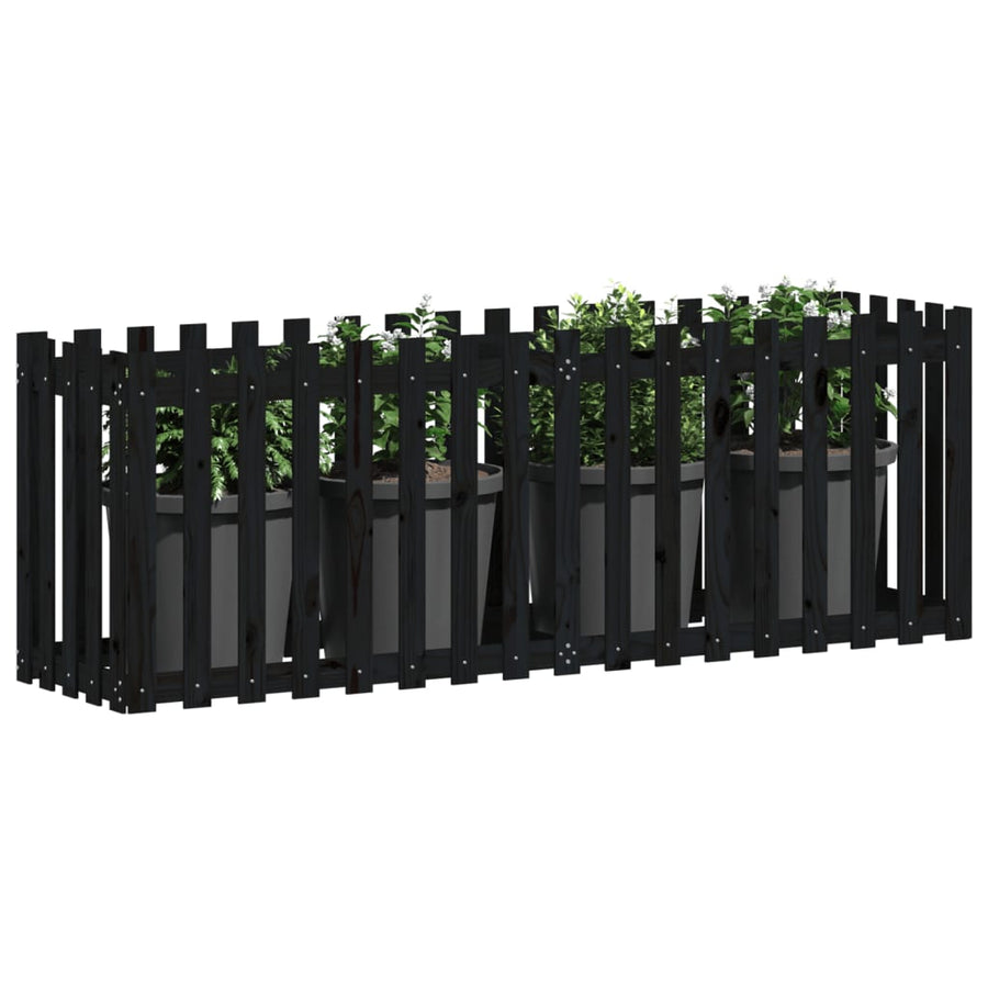 Plantenbak Verhoogd Hekontwerp 200X50X70 Cm Grenenhout Zwart