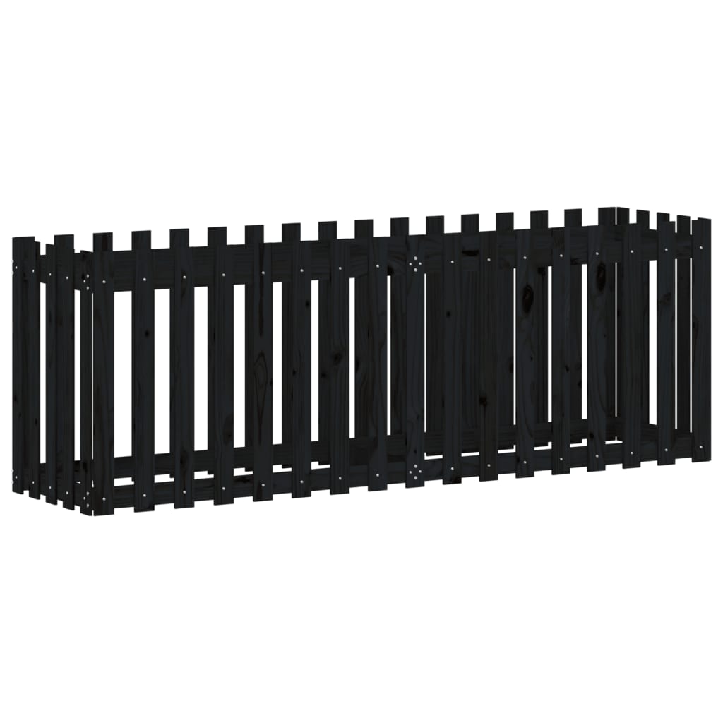 Plantenbak Verhoogd Hekontwerp 200X50X70 Cm Grenenhout Zwart