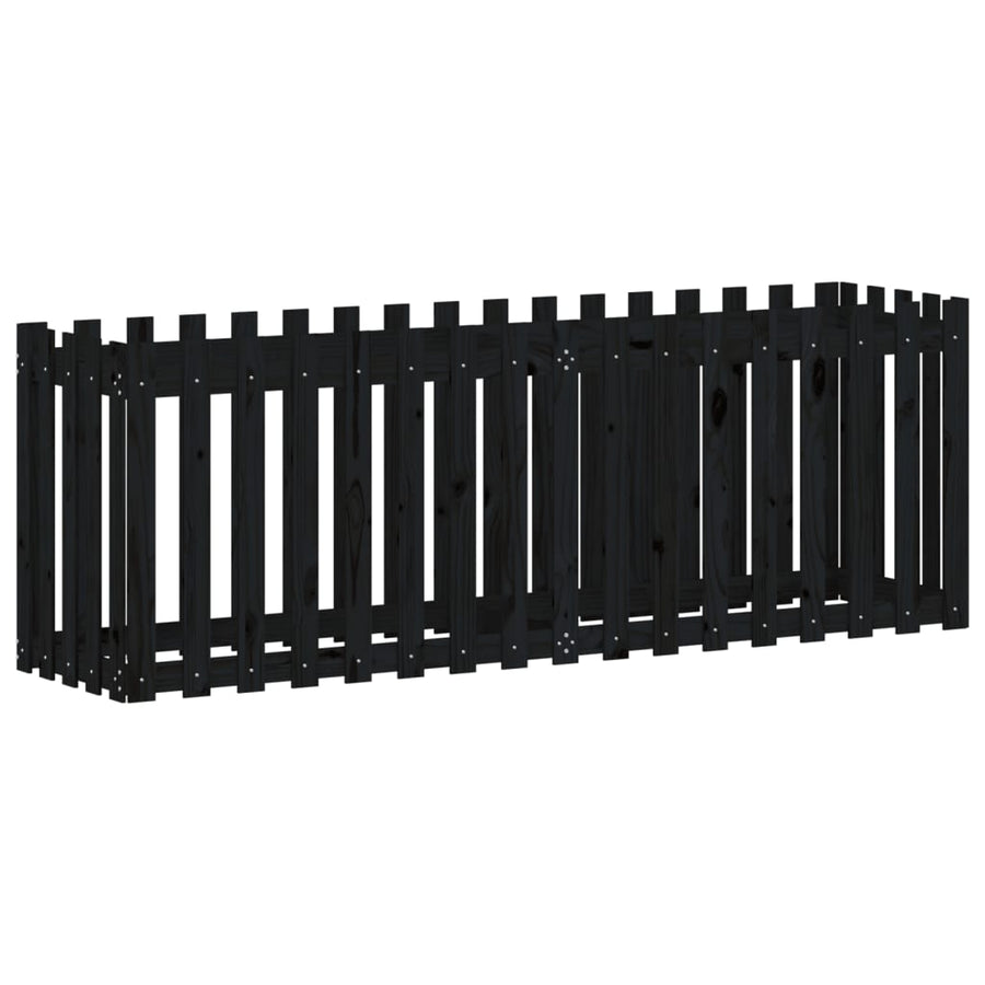 Plantenbak Verhoogd Hekontwerp 200X50X70 Cm Grenenhout Zwart