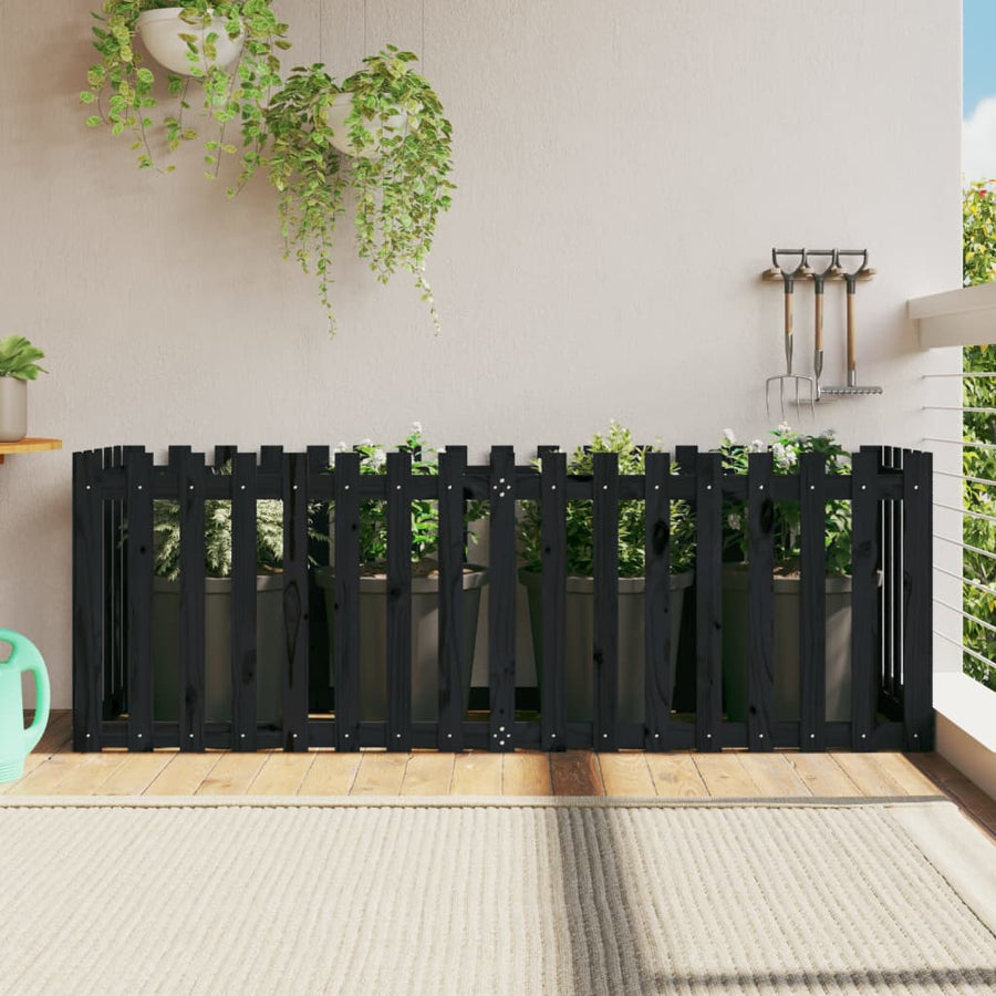 Plantenbak Verhoogd Hekontwerp 200X50X70 Cm Grenenhout Zwart