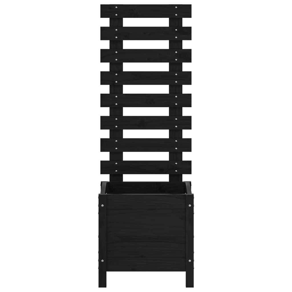 Plantenbak Met Rek 39X39,5X114 Cm Massief Grenenhout Zwart