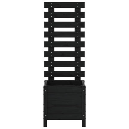 Plantenbak Met Rek 39X39,5X114 Cm Massief Grenenhout Zwart
