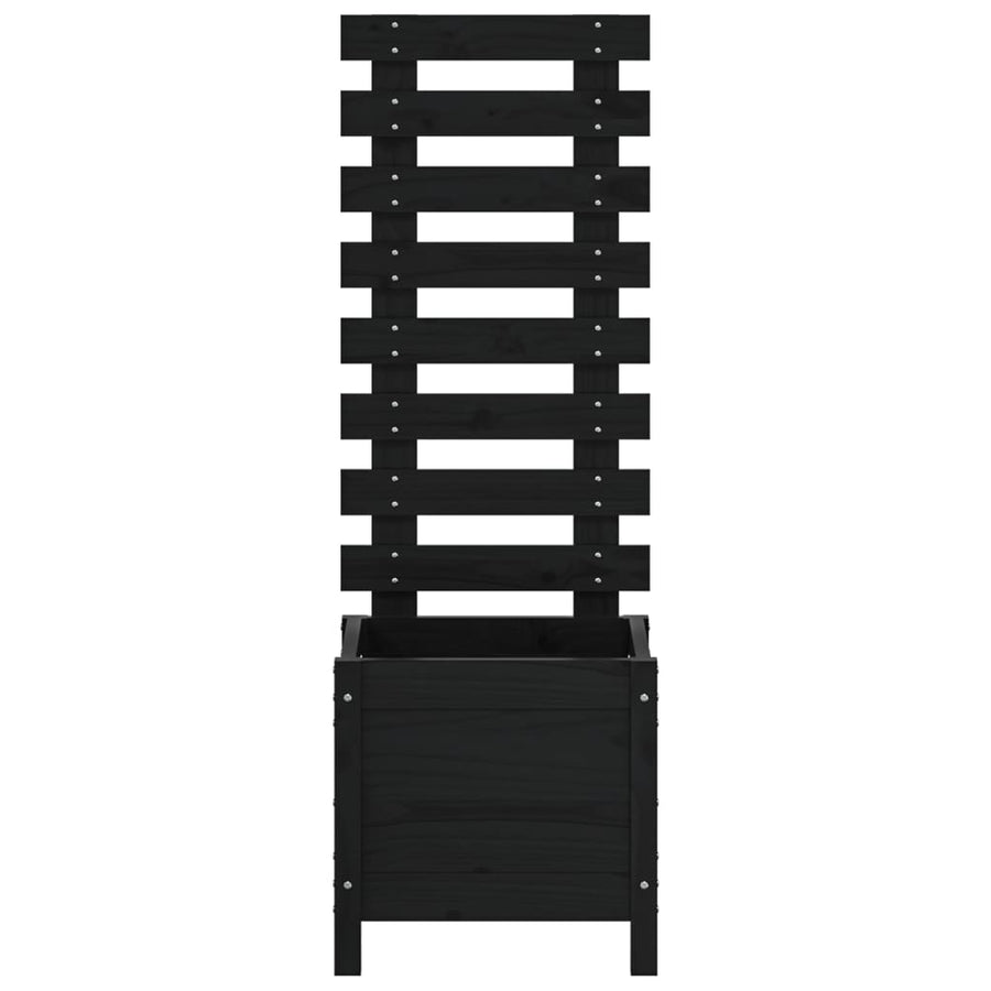 Plantenbak Met Rek 39X39,5X114 Cm Massief Grenenhout Zwart