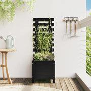 Plantenbak met rek 114 cm massief grenenhout zwart