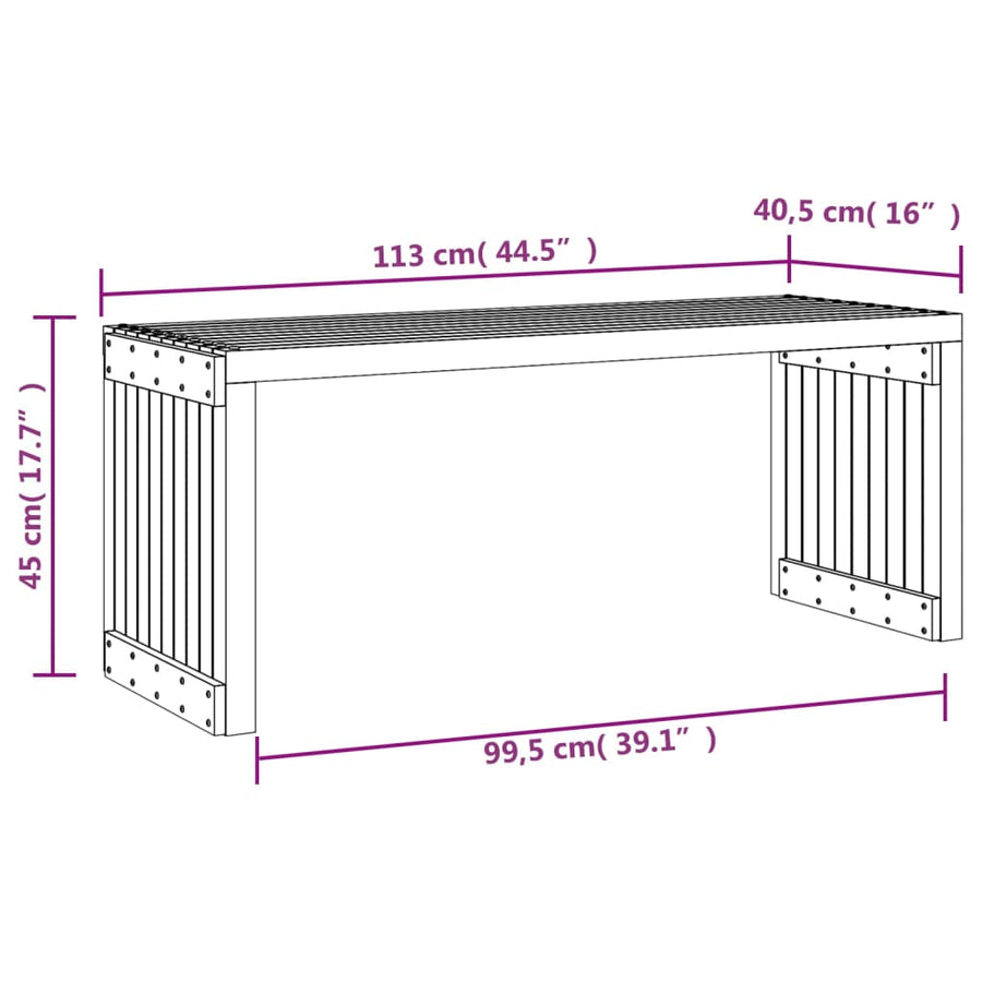 Tuinbankje verlengbaar 212,5x40,5x45 cm massief grenenhout wit