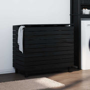 Wasmand 88,5x44x76 cm massief grenenhout zwart