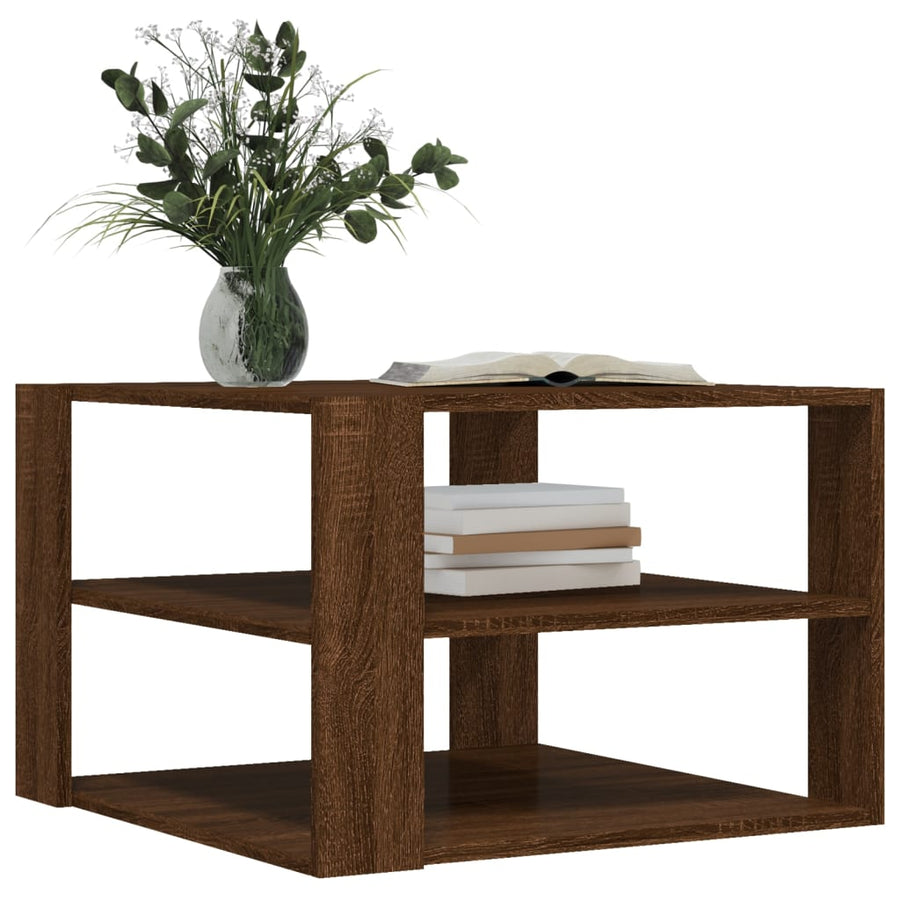 Salontafel 59,5x59,5x40 cm bewerkt hout bruin eikenkleurig
