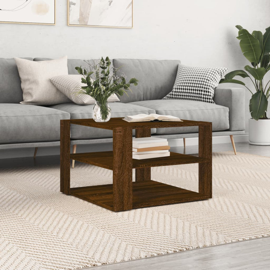 Salontafel 59,5x59,5x40 cm bewerkt hout bruin eikenkleurig