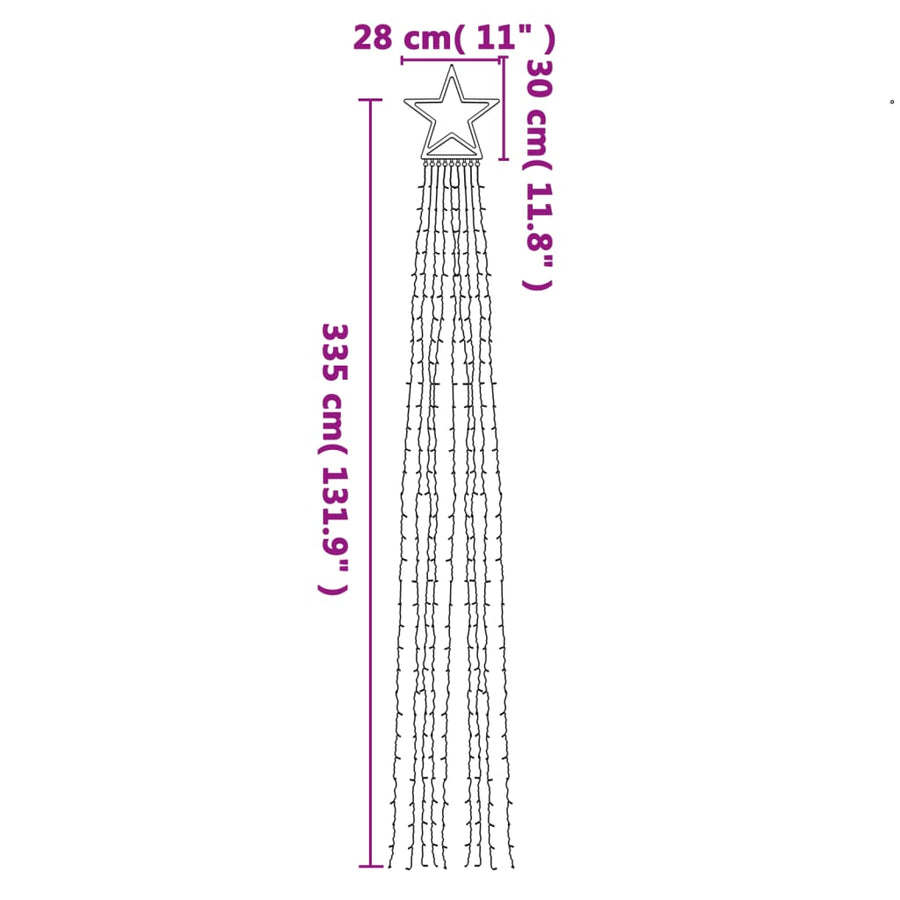 Kerstboomverlichting 320 Kleurrijke Led's 375 Cm