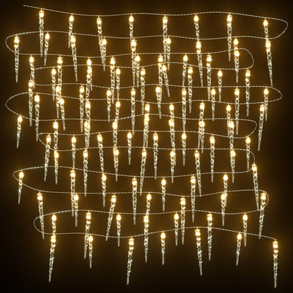 Kerstverlichting Ijspegel Met 100 Led's 10 M Acryl Pvc Warmwit