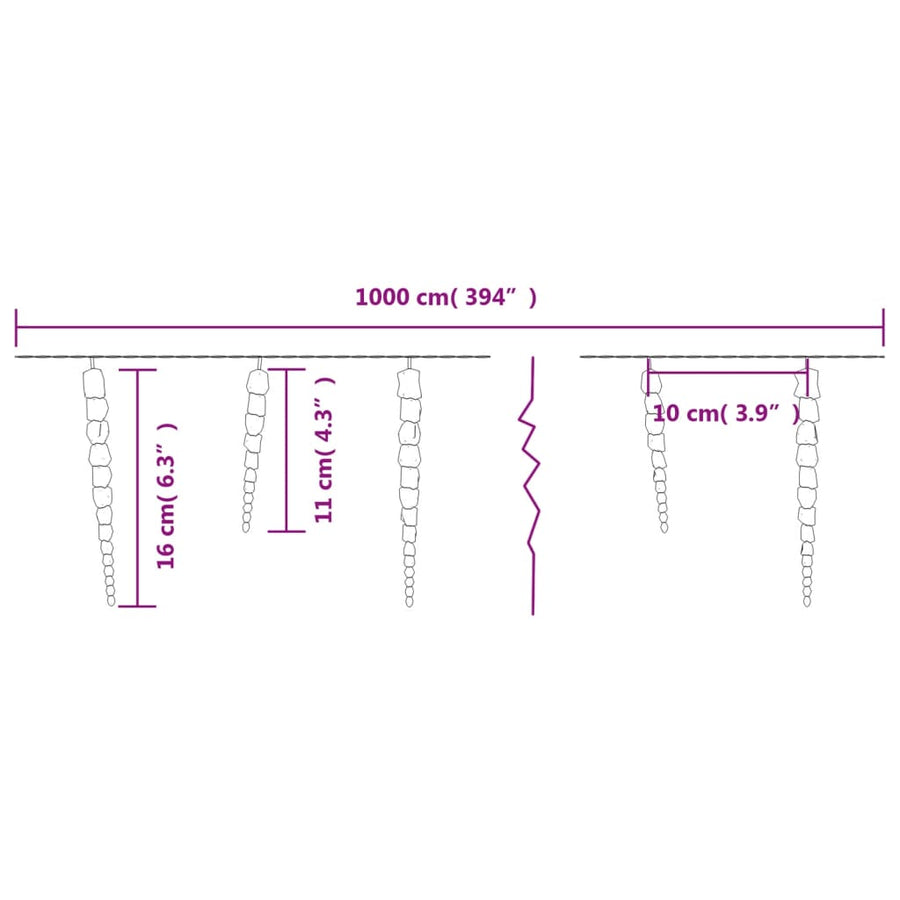 Kerstverlichting Ijspegel Met 100 Led's 10 M Acryl Pvc Warmwit