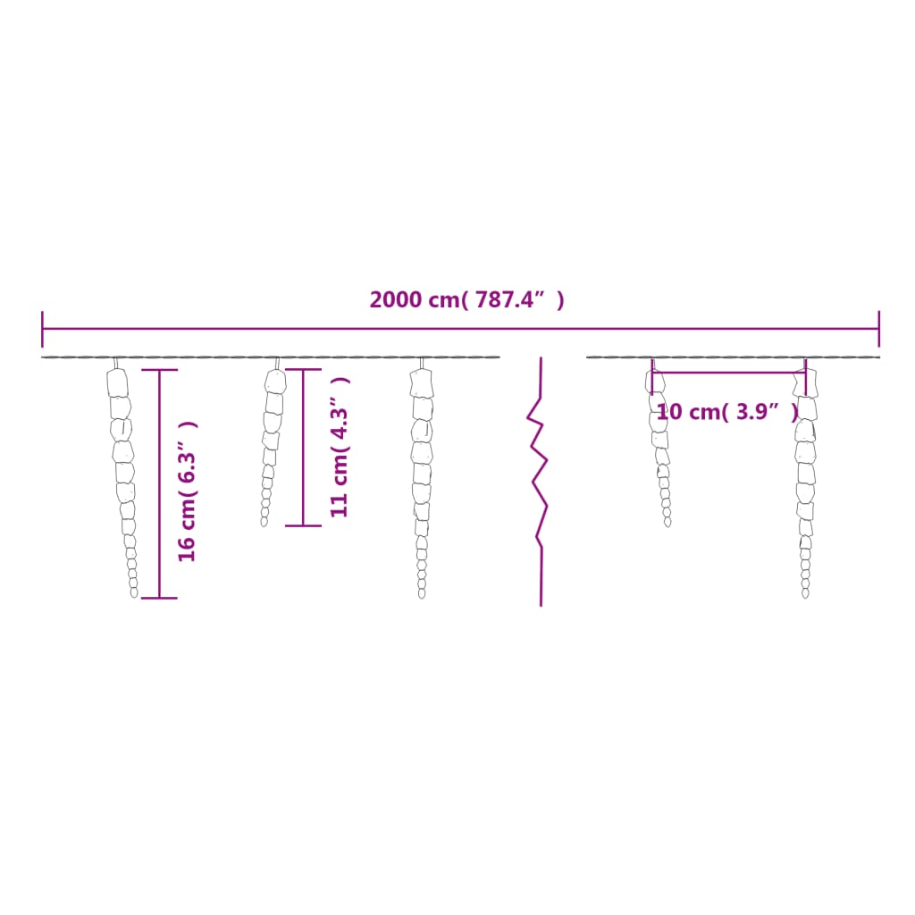 Kerstverlichting Ijspegels Te Led's 20 M Acryl Pvc 200 Koudwit Met USB