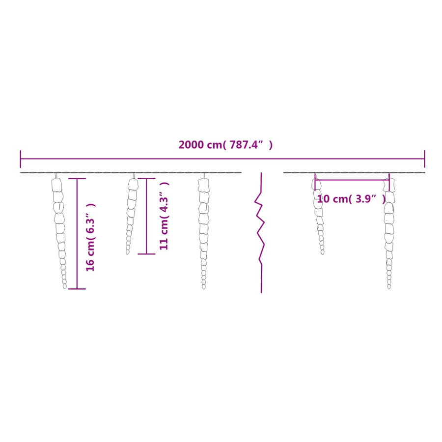 Kerstverlichting Ijspegels Te Led's 20 M Acryl Pvc 200 Koudwit Met USB