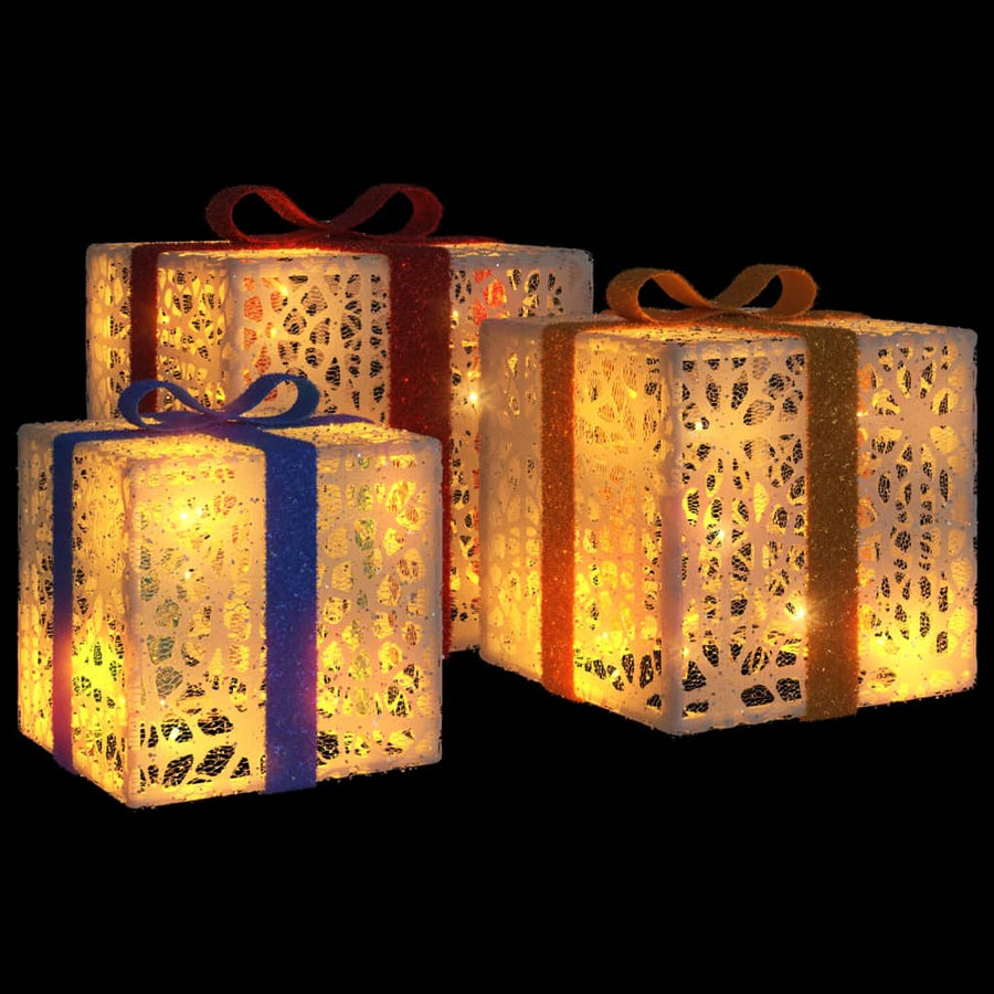 Kerstfiguur Cadeaudoos 3 St Verlicht 64 Warmwitte Led's