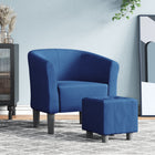 Kuipstoel met voetenbank stof blauw 70x56x68 cm