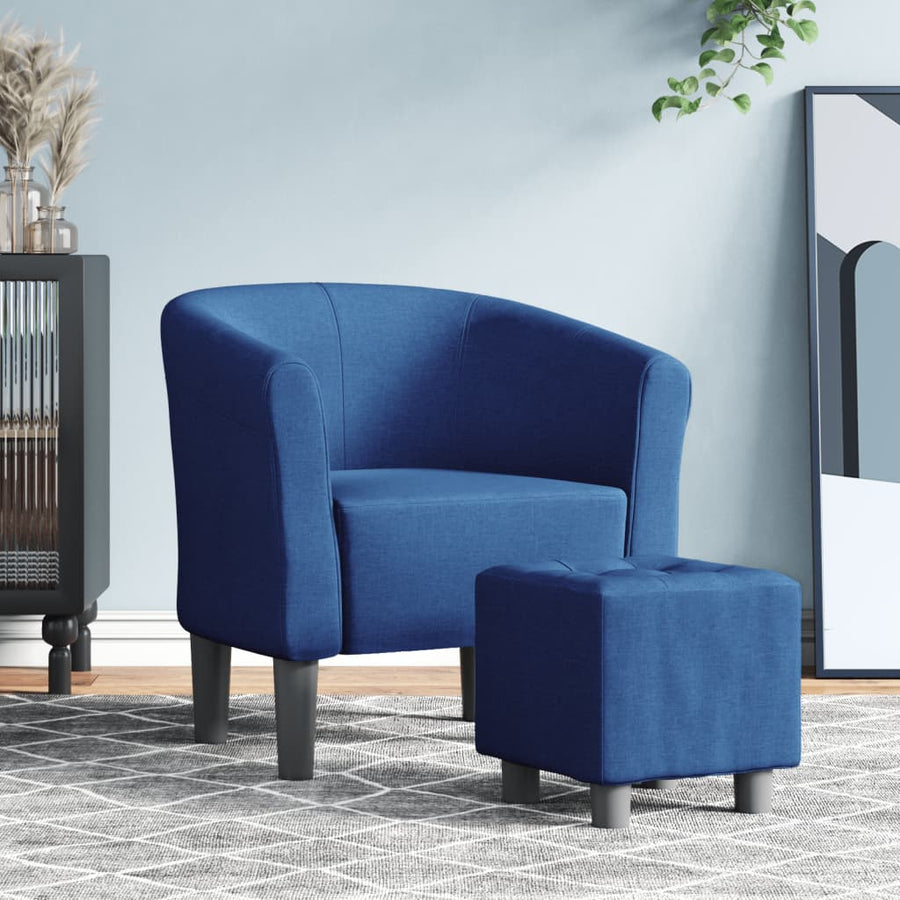 Kuipstoel Stof Blauw Met voetenbank