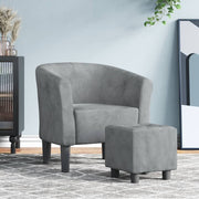 Bucket chair with footstool velvet dark gray