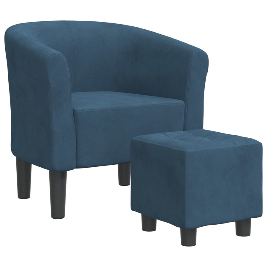 Kuipstoel Fluweel Donkerblauw Met voetenbank