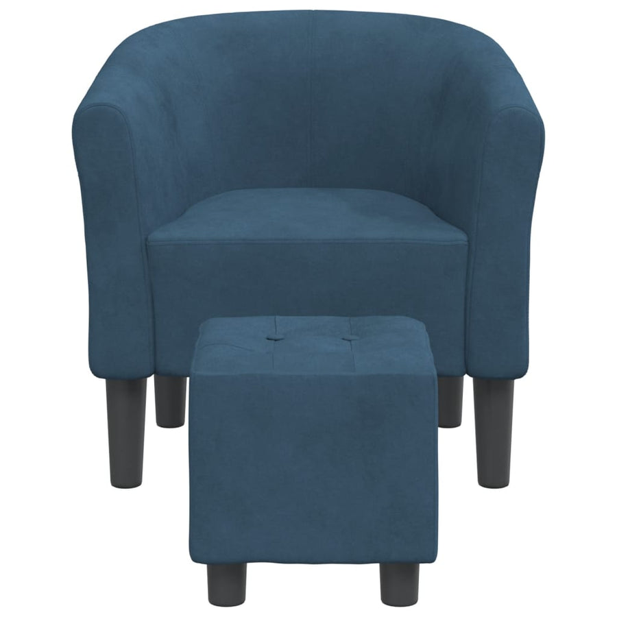 Kuipstoel Fluweel Donkerblauw Met voetenbank