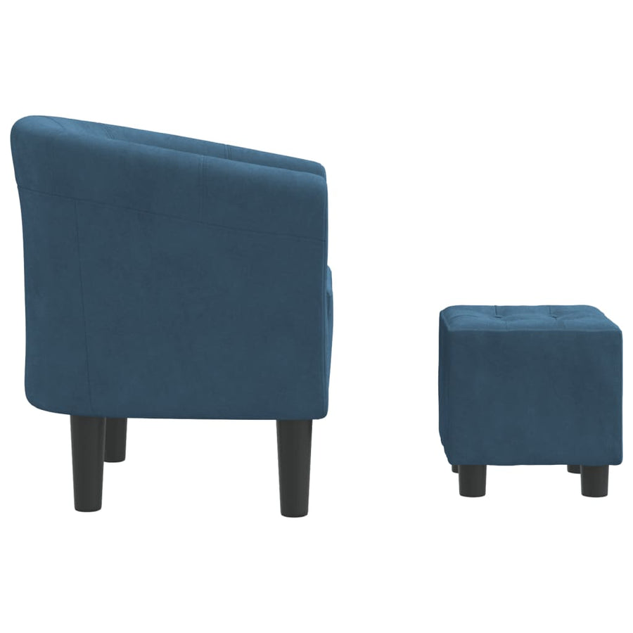 Kuipstoel Fluweel Donkerblauw Met voetenbank