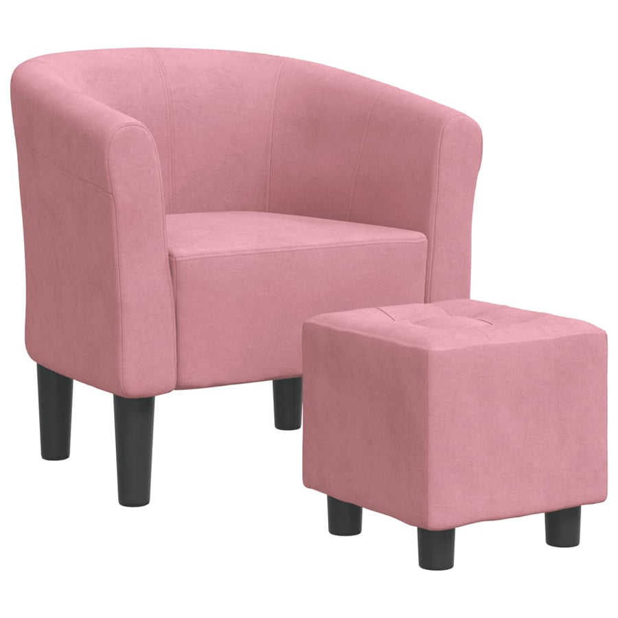 Kuipstoel Fluweel Roze Met voetenbank