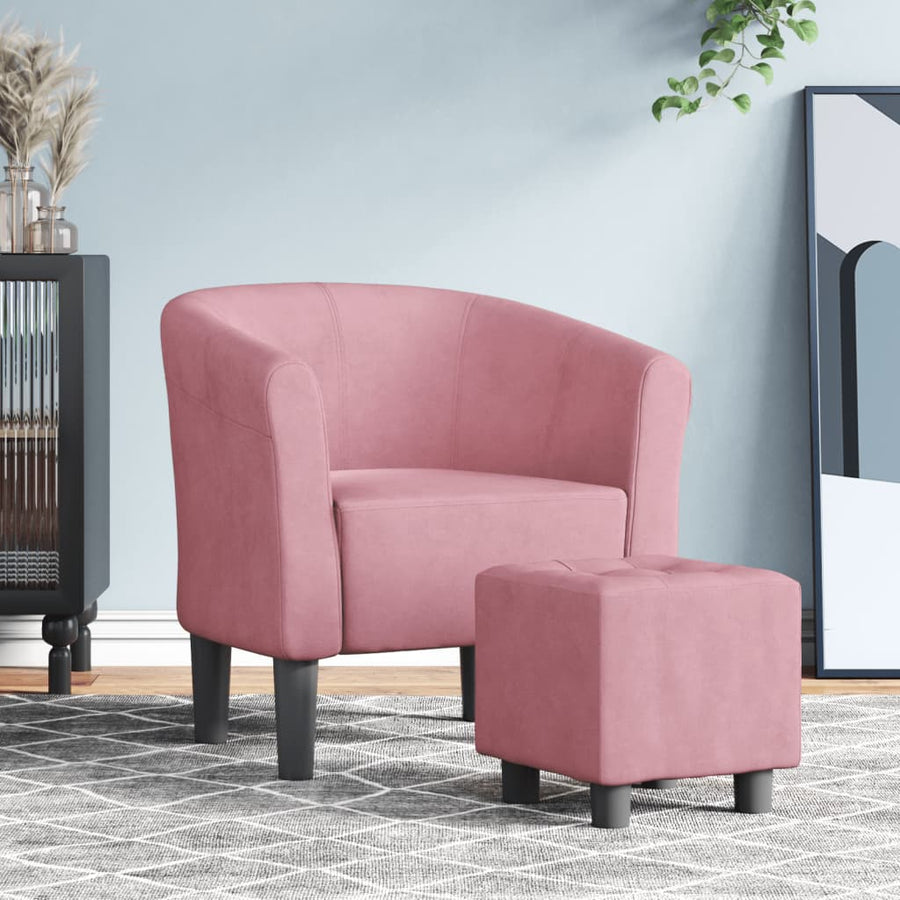 Kuipstoel Fluweel Roze Met voetenbank