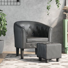 Grey faux leather tub chair with footstool