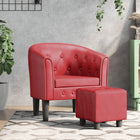 Bucket seat with footrest faux leather wine red