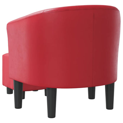 Kuipstoel met voetenbankje kunstleer rood