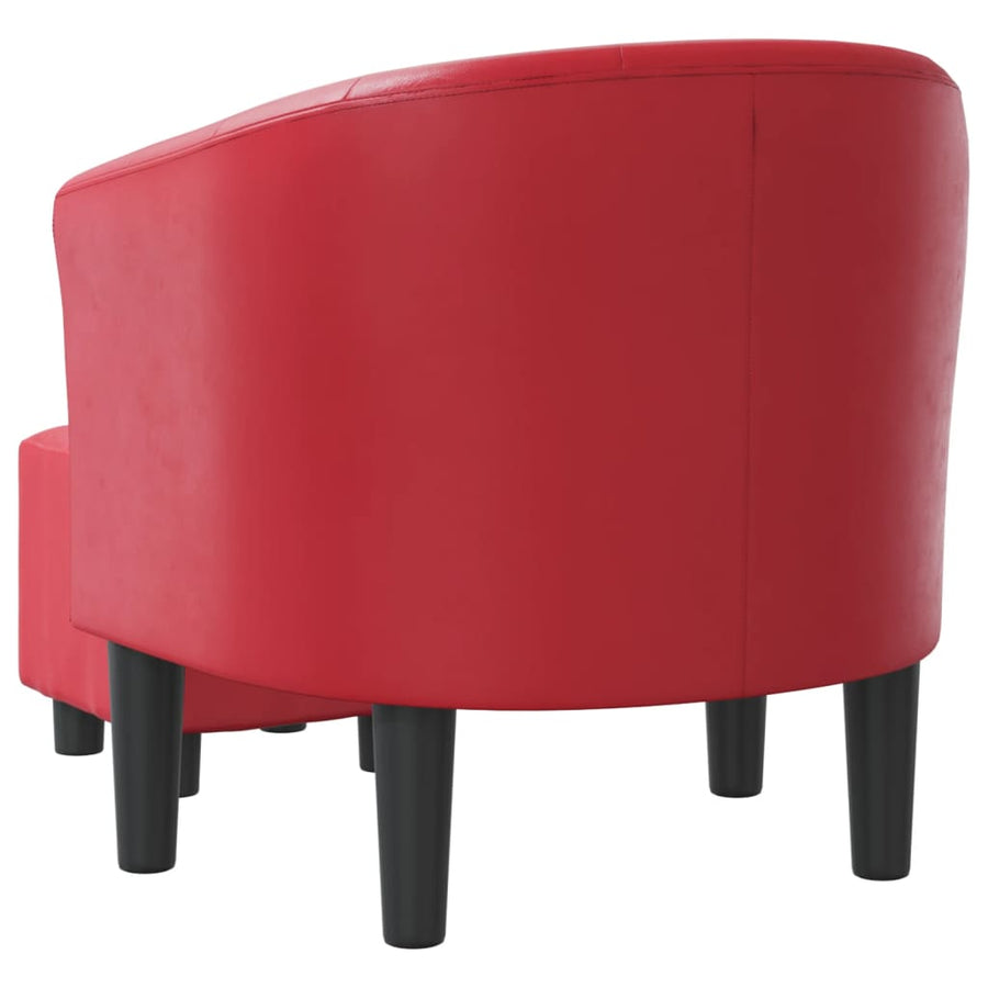 Kuipstoel met voetenbankje kunstleer rood